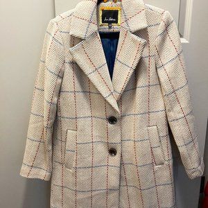 Sam Edelman Tan Plaid Double Breasted Coat